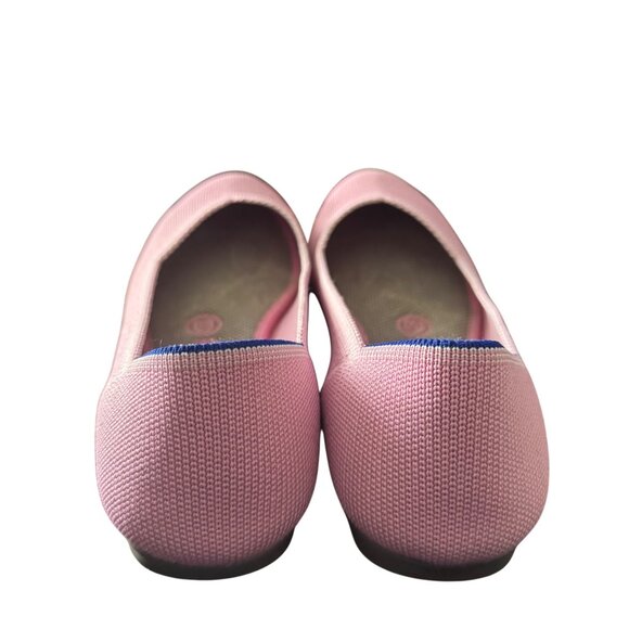 Rothys Women's W7 Pink Knit Flats With Blue Heel Accent - Picture 6 of 9